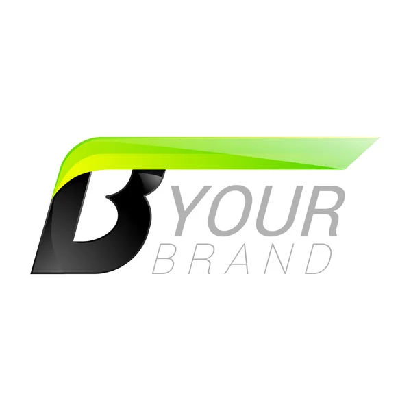 Черный и зеленый дизайн логотипа буквы B Элементы шаблона быстрого дизайна для применения — стоковый вектор