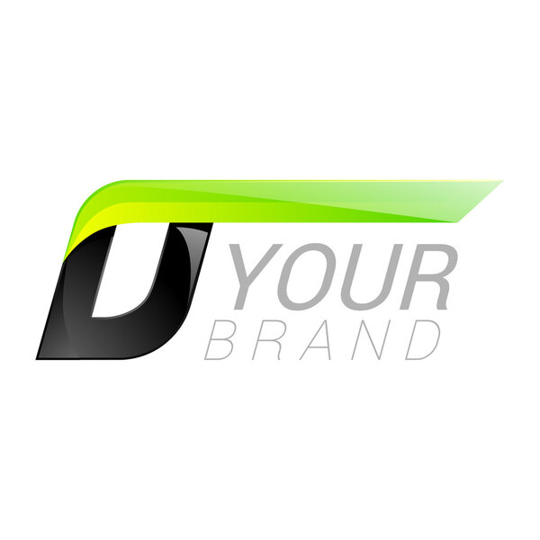 Черный и зеленый дизайн логотипа буквы D Элементы шаблона быстрого дизайна для применения
