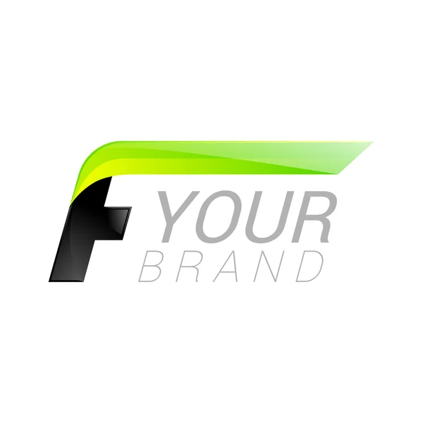 F letra preto e verde design do logotipo Elementos de modelo de design de velocidade rápida para aplicação — Vetor de Stock