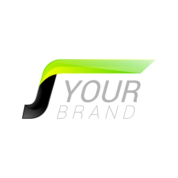 J harfi siyah ve yeşil logo tasarım hızlı hızlı tasarım şablonu öğeleri uygulama için — Stok Vektör