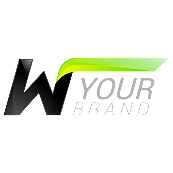 W lettera nero e verde logo design Velocità veloce elementi modello di design per l'applicazione — Vettoriale Stock