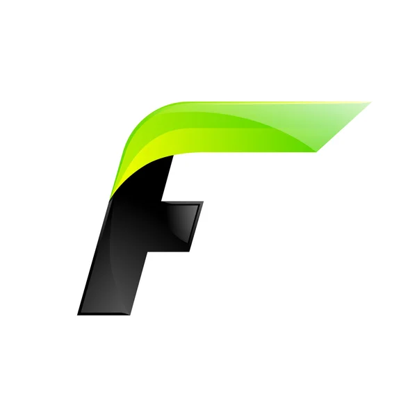 F письмо черно-зеленый дизайн логотипа Быстрый дизайн элементов шаблона для применения — стоковый вектор