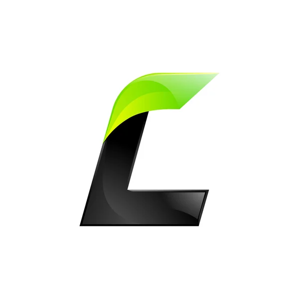L ตัวอักษร การออกแบบโลโก้สีดําและสีเขียว องค์ประกอบต้นแบบการออกแบบความเร็วสูงสําหรับแอปพลิเคชัน — ภาพเวกเตอร์สต็อก