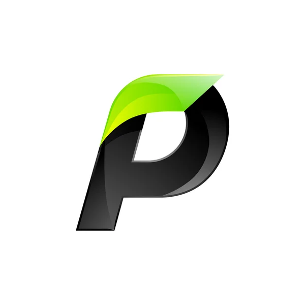 P lettre noir et vert logo design Fast speed design template elements for application — Image vectorielle