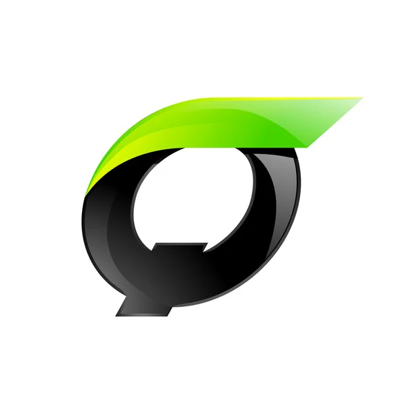 Q betű fekete és zöld logo design gyors design sablon elemei alkalmazás — Stock Vector