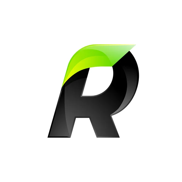 R Buchstabe schwarz und grün Logo Design schnelle Geschwindigkeit Design-Template-Elemente für die Anwendung — Stockvektor