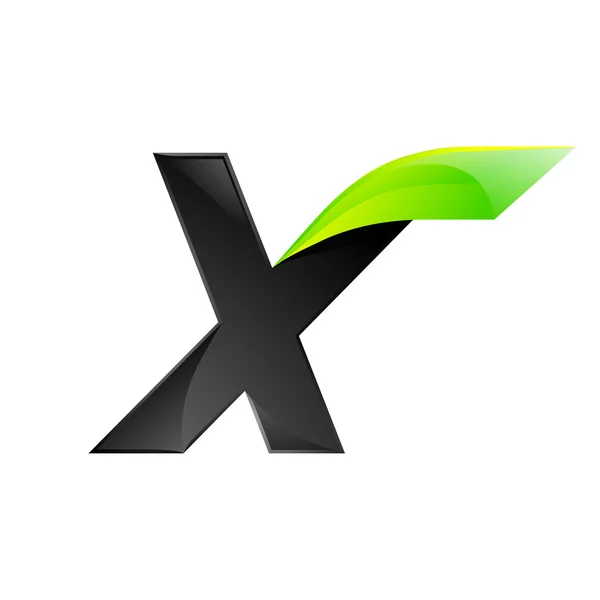 Design de logotipo preto e verde de letra X Elementos de modelo de design de velocidade rápida para aplicação — Vetor de Stock