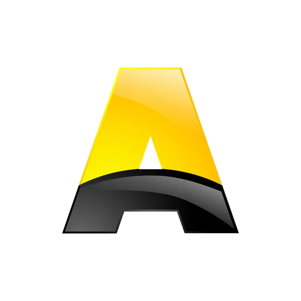 Creatieve geel en zwart symbool van letter A voor uw toepassing of bedrijf design alfabet grafische 3D-brief — Stockvector