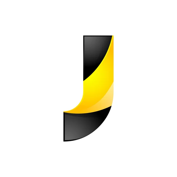 Letra de símbolo creativo amarillo y negro J para su aplicación o diseño de la empresa alfabeto Gráficos letra 3d — Archivo Imágenes Vectoriales