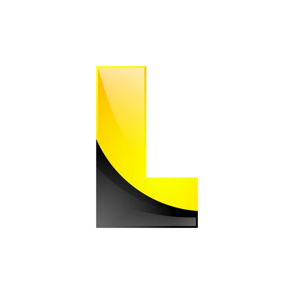 Creatieve geel en zwart symbool letter L voor uw toepassing of bedrijf design alfabet grafische 3D-brief — Stockvector