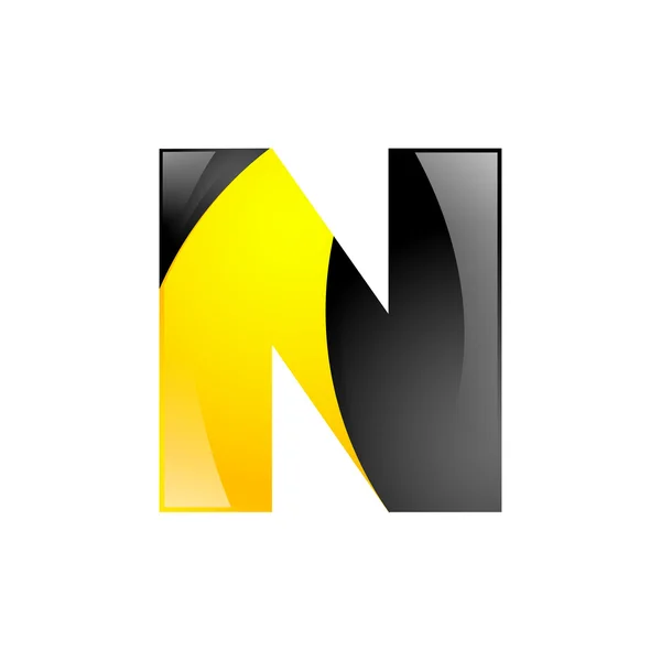 Kreative gelb-schwarze Symbolbuchstaben n für Ihre Bewerbung oder Firmendesign Alphabet-Grafiken 3D-Buchstaben — Stockvektor