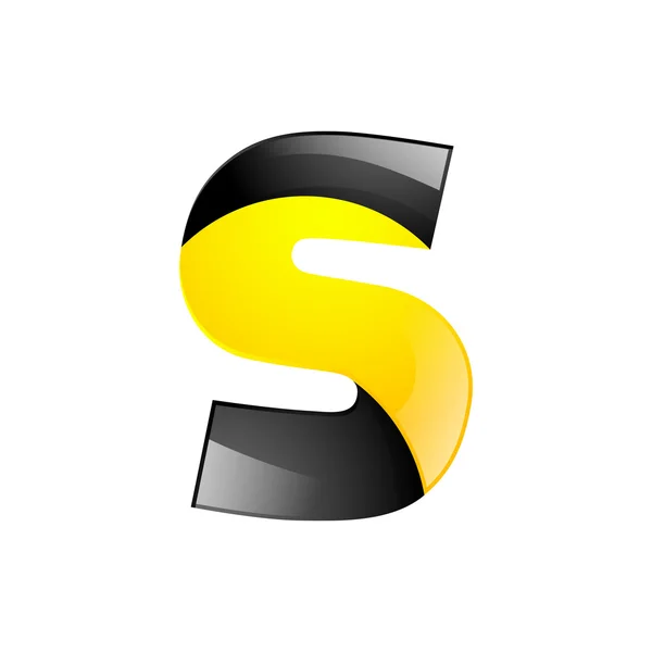 Kreative gelb-schwarze Symbolbuchstaben s für Ihre Bewerbung oder Firmendesign Alphabet-Grafiken 3D-Buchstaben — Stockvektor