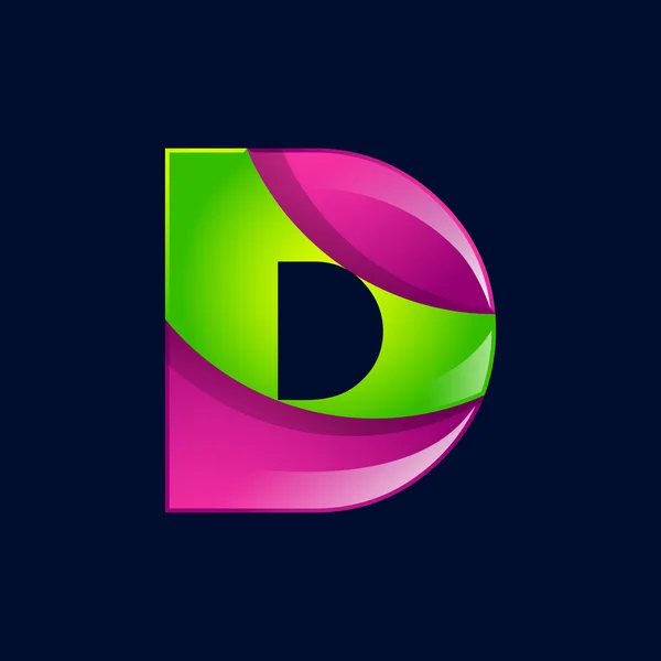 D lettre vert et rose éléments de modèle de conception de logo une icône pour l'entreprise d'application — Image vectorielle