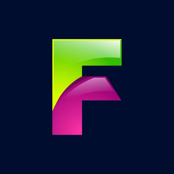 F lettera verde e rosa logo elementi modello di design un'icona per l'azienda di applicazione — Vettoriale Stock