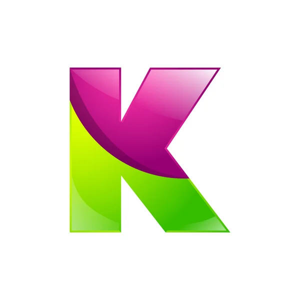 K letter groen en roze logo ontwerpsjabloon elementen een pictogram voor het toepassings bedrijf — Stockvector