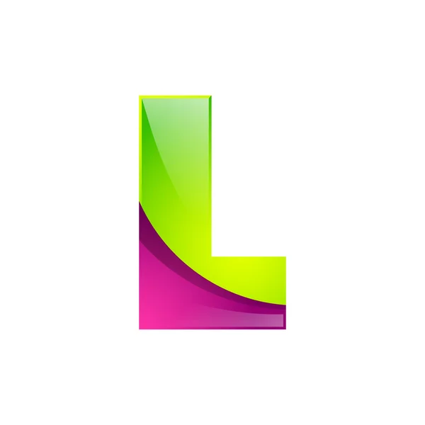 L 文字緑とピンクのロゴデザイン テンプレート要素アプリケーション会社のアイコン — ストックベクタ
