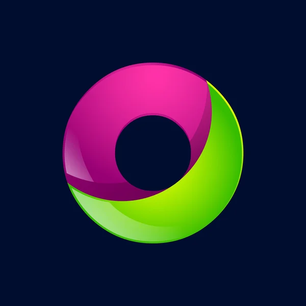 O文字緑とピンクのロゴデザインテンプレート要素は、アプリケーション会社のためのアイコン — ストックベクタ