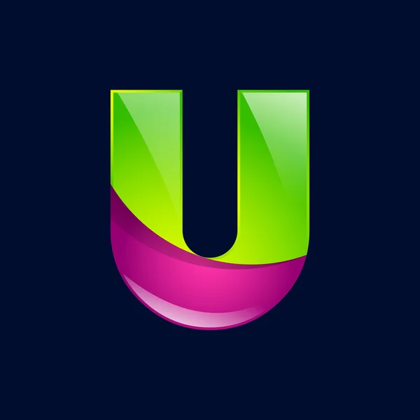 U letra verde y rosa elementos de la plantilla de diseño del logotipo un icono para la empresa de aplicaciones — Archivo Imágenes Vectoriales