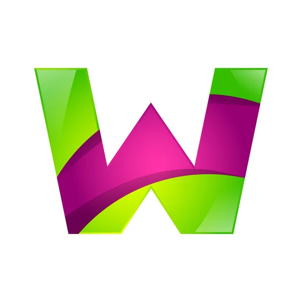 W letter groen en roze logo ontwerpsjabloon elementen een pictogram voor het toepassings bedrijf — Stockvector