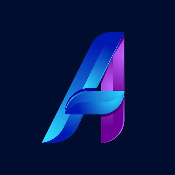 Sebuah volume huruf biru dan ungu logo warna elemen desain - Stok Vektor