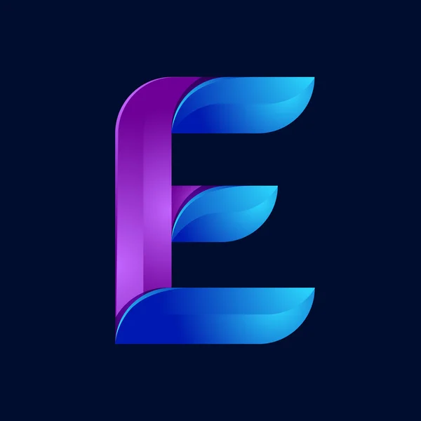 E Brief Volumen blaue und lila Farbe Logo Design-Vorlagen-Elemente — Stockvektor