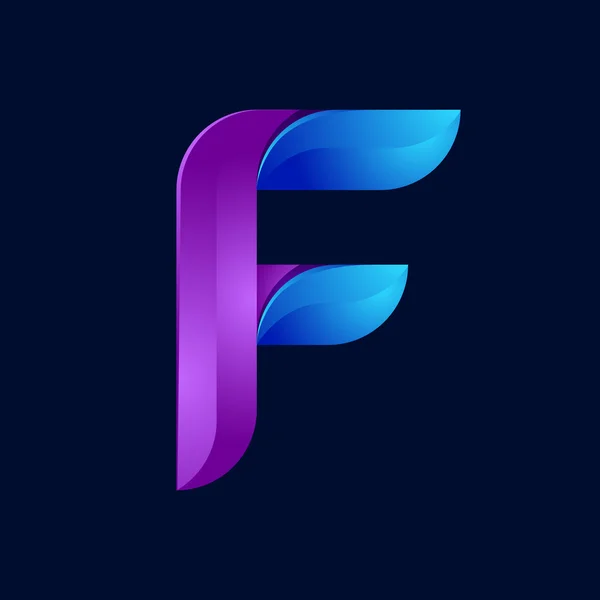 F письма объем синий и фиолетовый цвет логотипа элементов шаблона — стоковый вектор