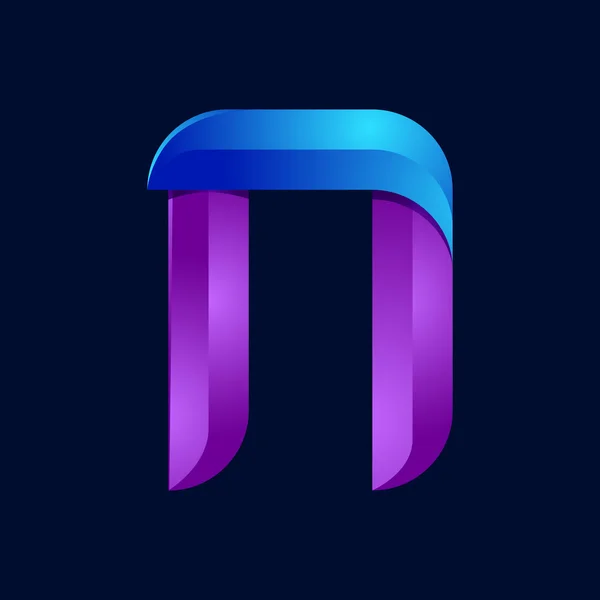 N lettre volume bleu et violet couleur logo éléments de modèle de conception — Image vectorielle
