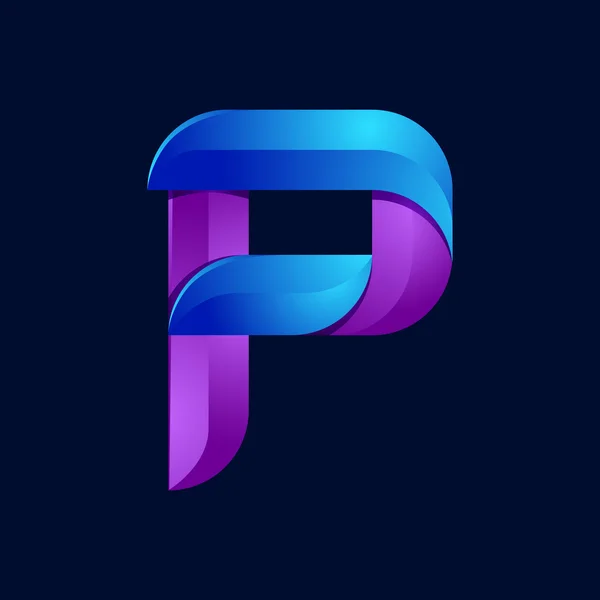 P letter volume blauw en paars kleur logo ontwerpsjabloon elementen — Stockvector