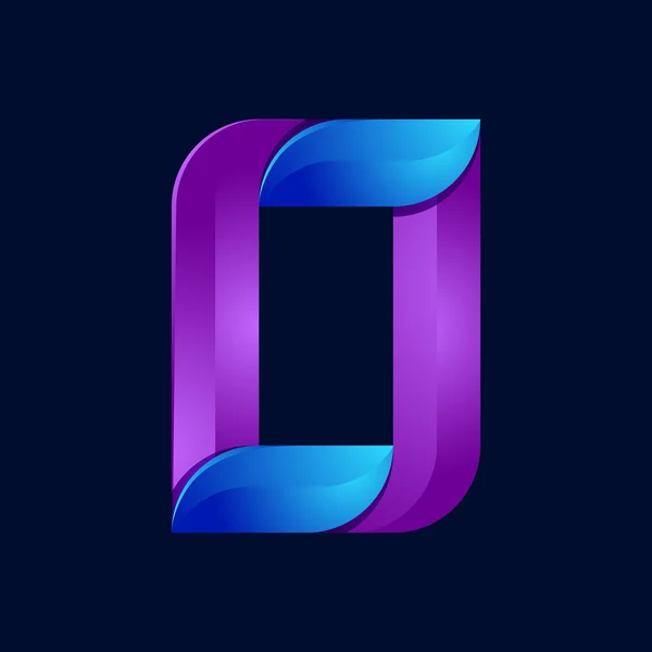 O lettre volume bleu et violet couleur éléments de modèle de conception de logo — Image vectorielle