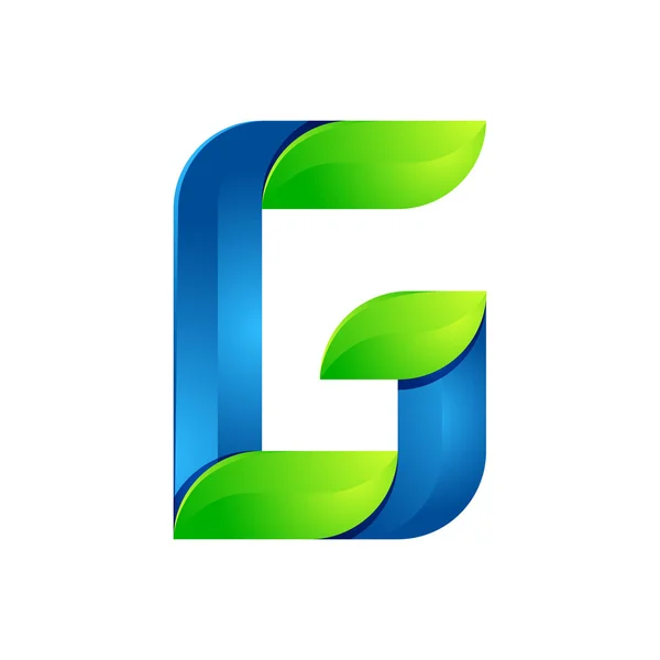 G Buchstabe hinterlässt Öko-Logo, Volumen-Symbol. Vektordesign grüne und blaue Vorlagenelemente als Symbol für Ihre Ökologie-Anwendung oder Ihr Unternehmen — Stockvektor
