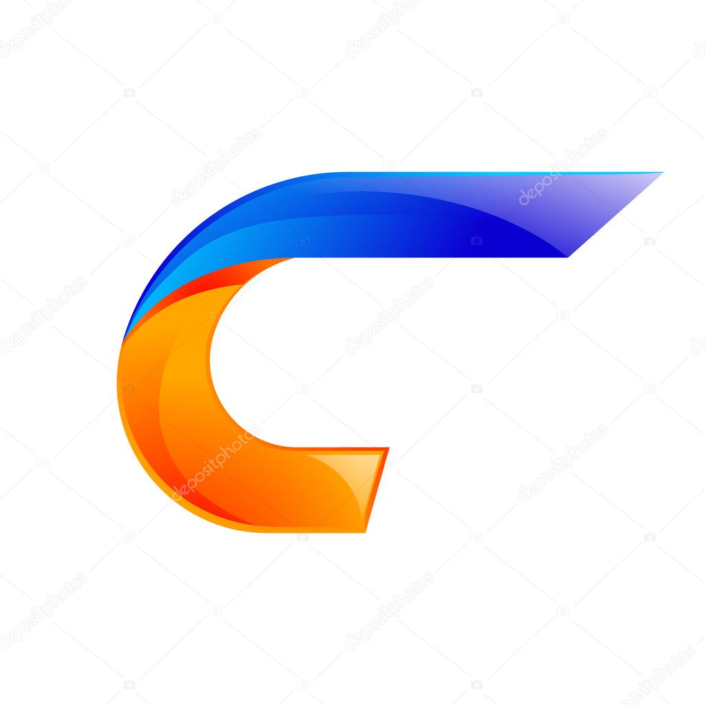 C letter blue and Orange logo design Fast speed design template elements for application.