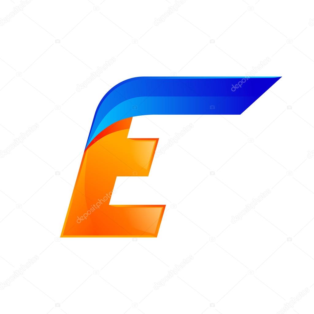 E letter blue and Orange logo design Fast speed design template elements for application.