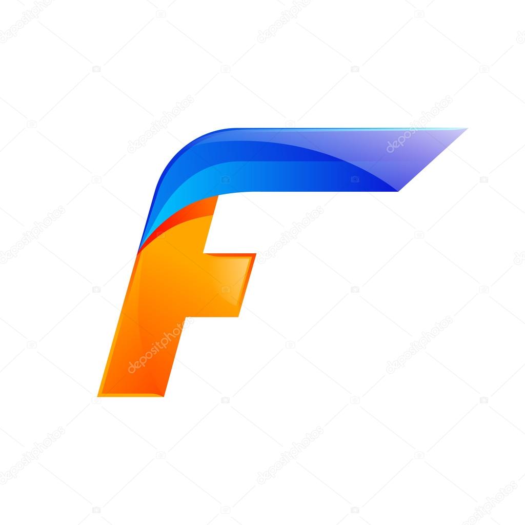 F letter blue and Orange logo design Fast speed design template elements for application.