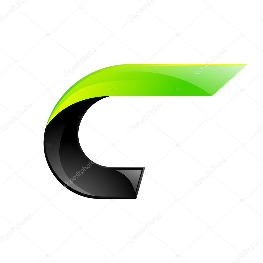 C letter black and green logo design Fast speed design template elements for application.