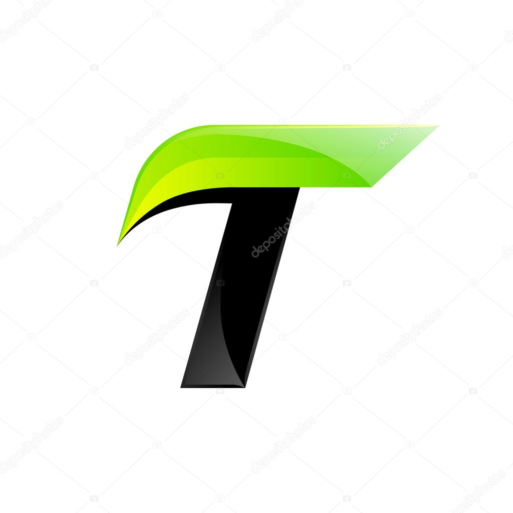 T letter black and green logo design Fast speed design template elements for application.