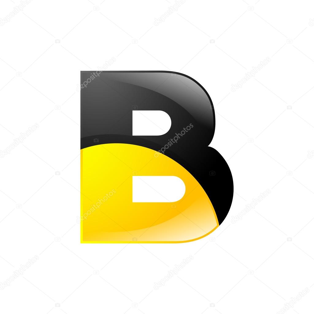 Creative yellow and black symbol letter B for your application or company design alphabet Graphics 3d letter