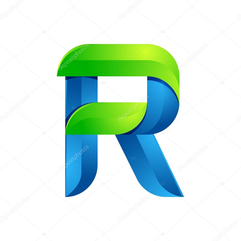 R letter leaves eco logo, volume icon. Vector design green and blue template elements an icon for your ecology application or company.