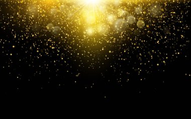 Altın Parıldayan Toz dokusu. Altın Parçacıkları. Lüks Tasarım. Vektör illüstrasyonu.