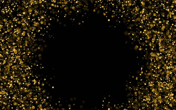 Textura de brilho dourado sobre um fundo preto. Explosão dourada de confete. Textura abstrata granulada dourada sobre um fundo preto. Elemento de design. Ilustração vetorial. —  Vetores de Stock