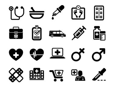 Mobil, Web ve Uygulamalar için Tıbbi ve Sağlık Simgeleri Ayarlandı