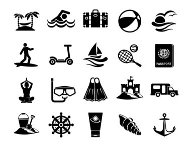 Web ve mobil için seyahat çizgisi simgeleri