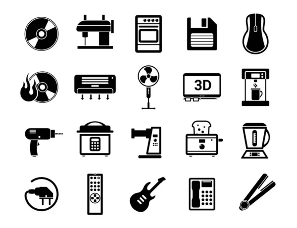 Definir Ícones Vetoriais Tecnologia Design Plano Inteligente Casa Cidade Internet — Vetor de Stock