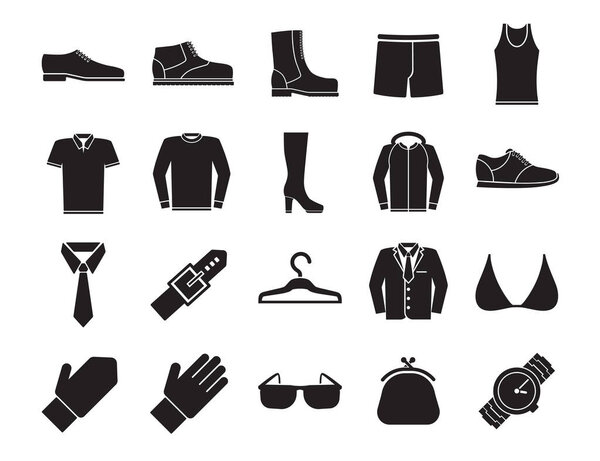 Иконки одежды на белом фоне