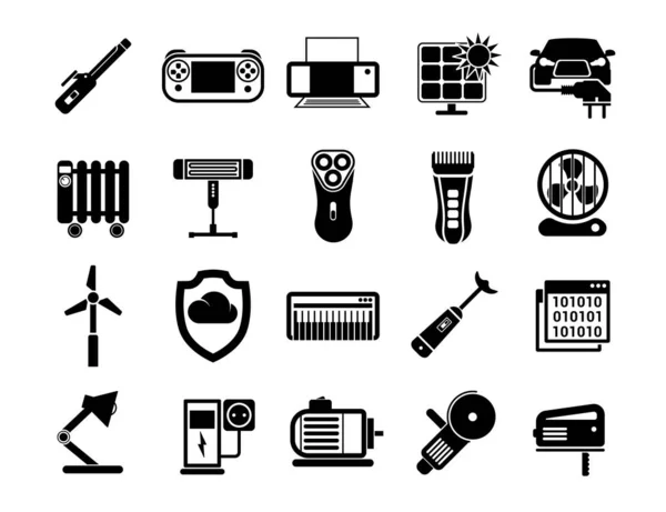 Establecer Iconos Vectoriales Tecnología Diseño Plano Casa Ciudad Inteligente Internet — Vector de stock