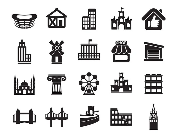 Schilder Logo Illustration Urbane Infrastruktur Vektor Icons Set Moderne Solide — Stockvektor