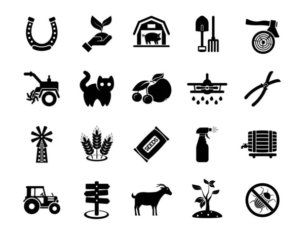 Agriculture Linear Icons Set Farming Agricultural Symbols Isolated Vector Outline — Stock Vector