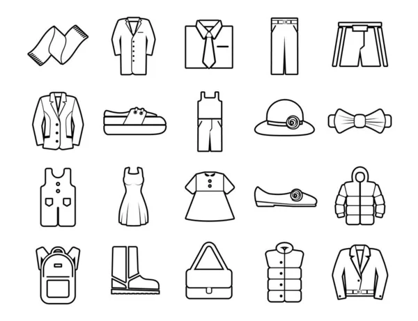 Clothes Set Vector Line Icons Open Path Elements Mobile Concepts — Stock Vector