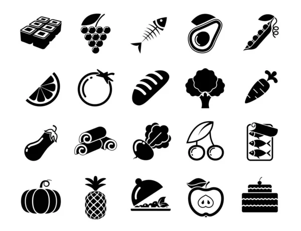 Set de iconos de comida elegante. Bebida negra, comida, cocina Elementos para conceptos móviles y aplicaciones web. Colección moderna infografía logotipo y pictograma. — Archivo Imágenes Vectoriales