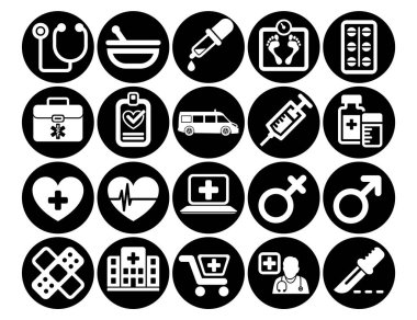 Mobil, Web ve Uygulamalar için Tıbbi ve Sağlık Simgeleri Ayarlandı.