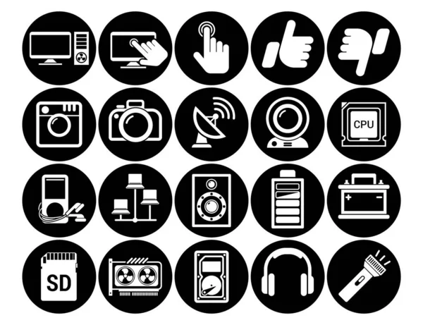 Establecer Iconos Vectoriales Tecnología Diseño Plano Casa Ciudad Inteligente Internet — Vector de stock